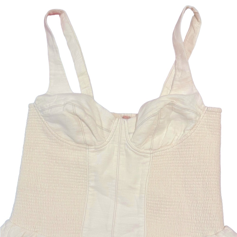 Free People Delilah Nilla Cream Shorts Skirt Romper Corset Smocked NWT New XL - Picture 3 of 11